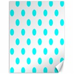 Polka Dots - Aqua Cyan on White Canvas 18  x 24 