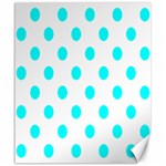 Polka Dots - Aqua Cyan on White Canvas 20  x 24 