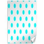 Polka Dots - Aqua Cyan on White Canvas 20  x 30 