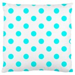 Polka Dots - Aqua Cyan on White Large Cushion Case (Two Sides)