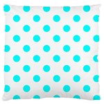 Polka Dots - Aqua Cyan on White Large Flano Cushion Case (One Side)