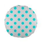 Polka Dots - Aqua Cyan on White Standard 15  Premium Round Cushion