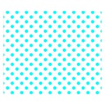 Polka Dots - Aqua Cyan on White Double Sided Flano Blanket (Small)