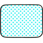 Polka Dots - Aqua Cyan on White Fleece Blanket (Mini)