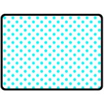 Polka Dots - Aqua Cyan on White Fleece Blanket (Large) (One Side)