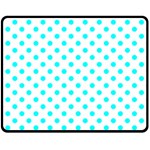 Polka Dots - Aqua Cyan on White Fleece Blanket (Medium) (One Side)