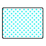 Polka Dots - Aqua Cyan on White Fleece Blanket (Small) (One Side)