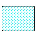 Polka Dots - Aqua Cyan on White Double Sided Fleece Blanket (Small) (Two Sides)