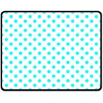 Polka Dots - Aqua Cyan on White Double Sided Fleece Blanket (Medium) (Two Sides)