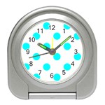 Polka Dots - Aqua Cyan on White Desk Alarm Clock