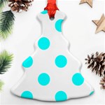 Polka Dots - Aqua Cyan on White Ornament (Christmas Tree)