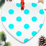 Polka Dots - Aqua Cyan on White Ornament (Heart)