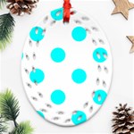 Polka Dots - Aqua Cyan on White Ornament (Bell) Ornament (Oval Filigree)