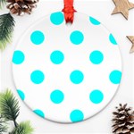 Polka Dots - Aqua Cyan on White Ornament (Round)