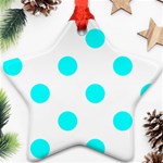 Polka Dots - Aqua Cyan on White Ornament (Star)