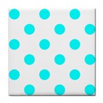 Polka Dots - Aqua Cyan on White Tile Coaster