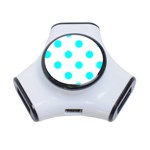 Polka Dots - Aqua Cyan on White Portable USB Hub (One Side)