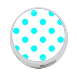 Polka Dots - Aqua Cyan on White 4-Port USB Hub (One Side)