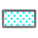 Polka Dots - Aqua Cyan on White Memory Card Reader (Mini)