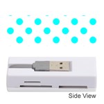 Polka Dots - Aqua Cyan on White Memory Card Reader (Stick)