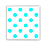 Polka Dots - Aqua Cyan on White Memory Card Reader with Storage (Square)