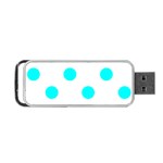 Polka Dots - Aqua Cyan on White Portable USB Flash (One Side)