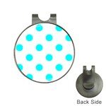 Polka Dots - Aqua Cyan on White Golf Ball Marker Hat Clip