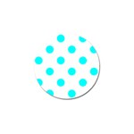 Polka Dots - Aqua Cyan on White Golf Ball Marker