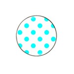 Polka Dots - Aqua Cyan on White Hat Clip Ball Marker