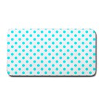 Polka Dots - Aqua Cyan on White Medium Bar Mat