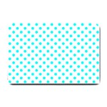 Polka Dots - Aqua Cyan on White Small Doormat