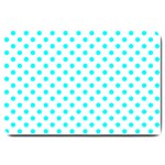 Polka Dots - Aqua Cyan on White Large Doormat