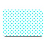 Polka Dots - Aqua Cyan on White Plate Mat