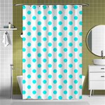 Polka Dots - Aqua Cyan on White Shower Curtain 48  x 72  (Small)