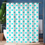 Polka Dots - Aqua Cyan on White Shower Curtain 60  x 72  (Medium)