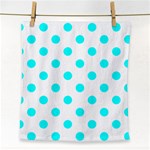 Polka Dots - Aqua Cyan on White Face Towel