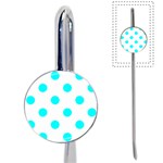 Polka Dots - Aqua Cyan on White Book Mark