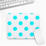 Polka Dots - Aqua Cyan on White Small Mousepad