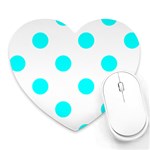 Polka Dots - Aqua Cyan on White Heart Mousepad