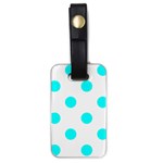 Polka Dots - Aqua Cyan on White Luggage Tag (One Side)