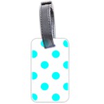 Polka Dots - Aqua Cyan on White Luggage Tag (Two Sides)