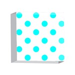 Polka Dots - Aqua Cyan on White 4 x 4  Acrylic Photo Block