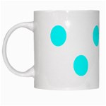 Polka Dots - Aqua Cyan on White White Mug