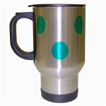 Polka Dots - Aqua Cyan on White Travel Mug (Silver Gray)