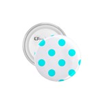 Polka Dots - Aqua Cyan on White 1.75  Button