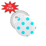 Polka Dots - Aqua Cyan on White 1.75  Button (10 pack)