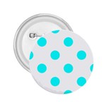 Polka Dots - Aqua Cyan on White 2.25  Button