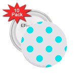 Polka Dots - Aqua Cyan on White 2.25  Button (10 pack)