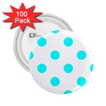 Polka Dots - Aqua Cyan on White 2.25  Button (100 pack)