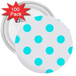 Polka Dots - Aqua Cyan on White 3  Button (100 pack)